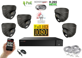 Monitorrs Security Hybrid Light IP 5 kamerový set 2 Mpix GDome (6212K5)